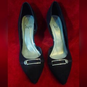 IMPO Black Heels w/Silver Buckle Accents - Size 7.5